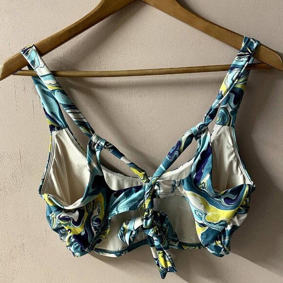 ModCloth Blue Marble Swirl Swim Top Size XL EUC - Picture 2 of 12